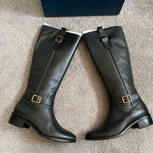Cole Haan Black Heeled Boots with Buckle Details